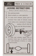 Jack Instruction Decal For 1979-1980 Ford E150 E250 E350 Econoline Vans