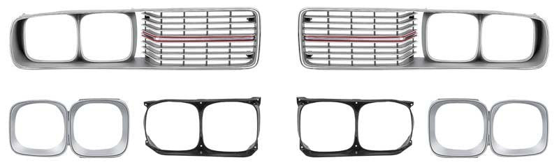 Grill Set with Chrome Grill Bars Fits 1973-1974 Dodge Charger SE