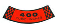 400 CID Air Cleaner Decal For 1974-1976 Mercury Cougar