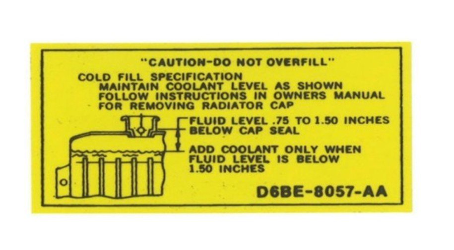 Radiator Coolant Caution Decal For 1972-1982 Ford Bronco Models