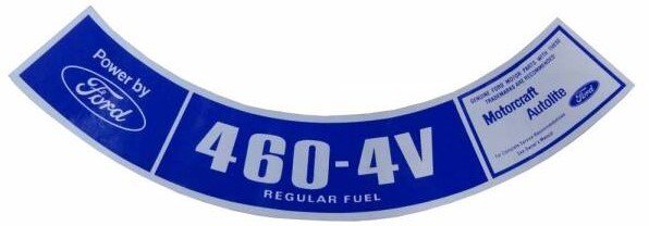 460-4V Regular Fuel Air Cleaner Decal For 1974-1976 Mercury Cougar