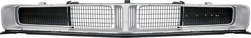 Grill And Headlamp Door Set With Grill Extensions Silver Fits 1969 Dodge Charger