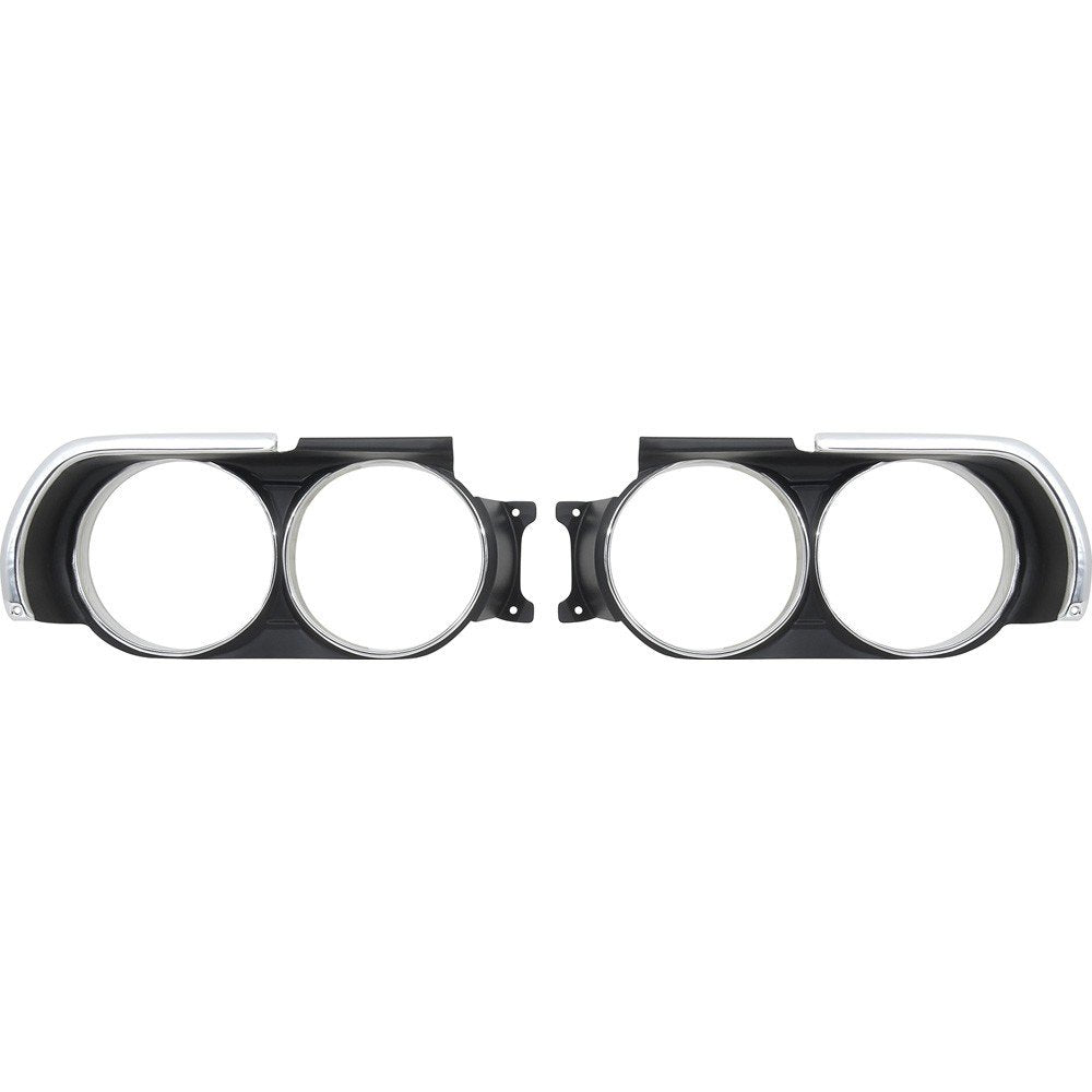 Headlight Bezels Black Pair Fits 1971 Dodge Challenger R/T