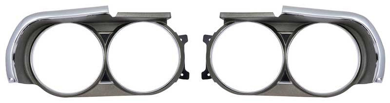 Headlight Bezels Argent Silver RH and LH Pair Fits 1971 Dodge Challenger