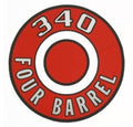 Red 340 Four Barrel Air Cleaner Lid Decal For 1970 Challenger and Cuda Models