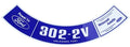 302-2V Unleaded Fuel Air Cleaner Decal For 1975-1979 Ford Ranchero