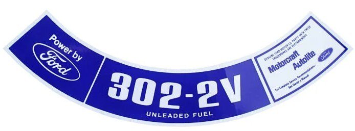 302-2V Unleaded Fuel Air Cleaner Decal For 1975-1979 Ford Ranchero