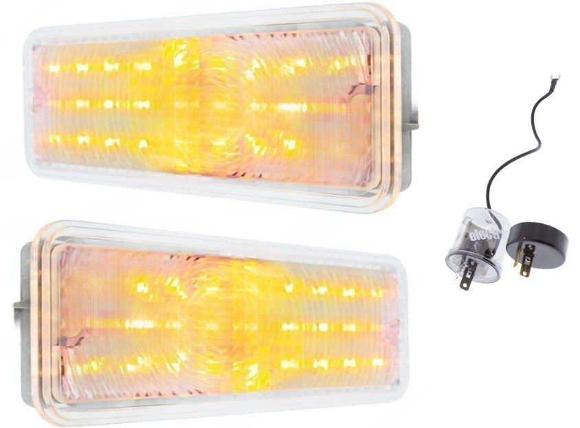 LED Parking Lights For 1973-77 Ford F100 F250 F350 and 1975-77 F150; W/Flasher