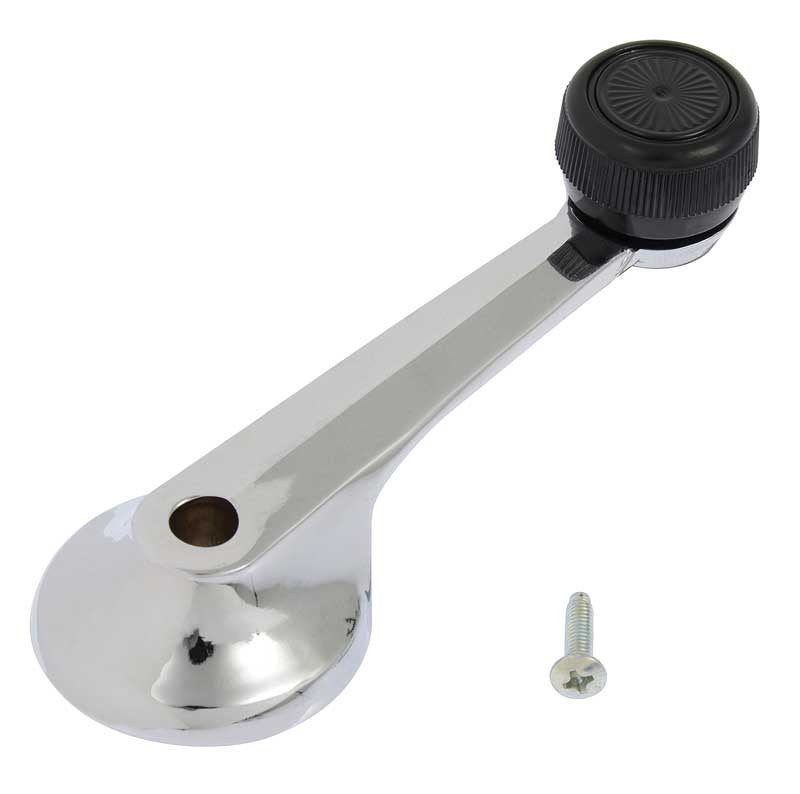Window Crank Handle Chrome with Black Knob Fits 1974-1993 Mustang, Capri