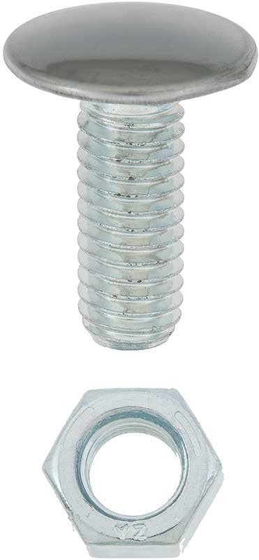 3/8-16 X 1 Zinc Plated Bumper Bolt With Nut 7/8 Flat Stainless Capped Head