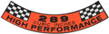 Air Cleaner Decal For 1965-1967 Ford Mustang; High Performance 289 Cubic Inch