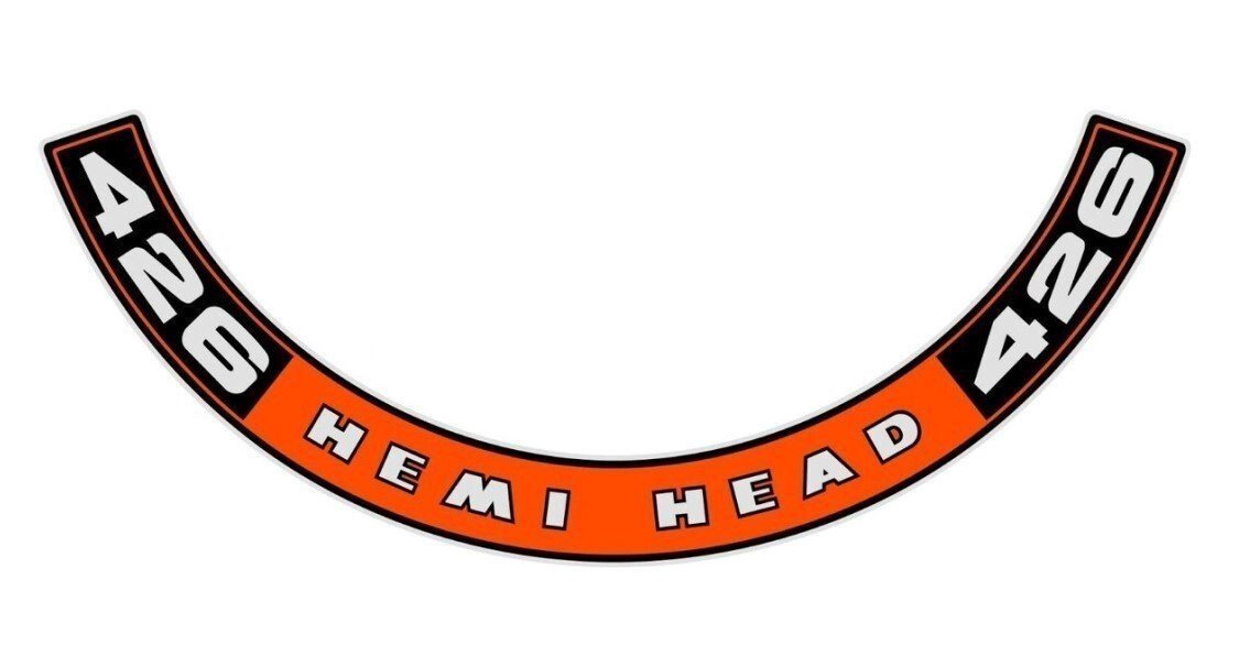 426 Hemi Head Air Cleaner Lid Decal For 1968-1970 Challenger and Cuda Models