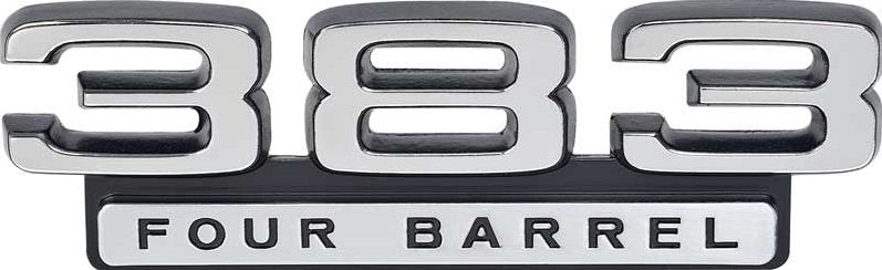 383 Four Barrel Front Fender Emblems Fits 1966-1971 Dodge Plymouth; Pair