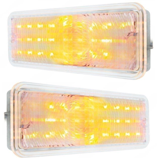 Clear LED Parking Lights For 1973-77 Ford F100 F250 F350 and 1975-77 F150; Pair