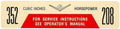 Air Cleaner Decal For 1965-1967 Ford LTD; 352 Cubic Inch; 208 Horsepower