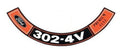 302-4V Premium Fuel Air Cleaner Decal For 1968-1973 Mercury Cougar