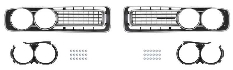 Front Grill Set Black/Silver Charger R/T, Super Bee Fits 1971 Dodge Charger