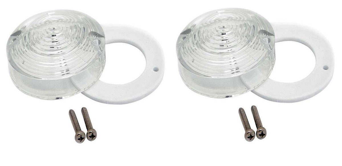 Clear Parking Lamp Lens With Gasket For 1967-68 Ford Mustang With Gaskets; Pair