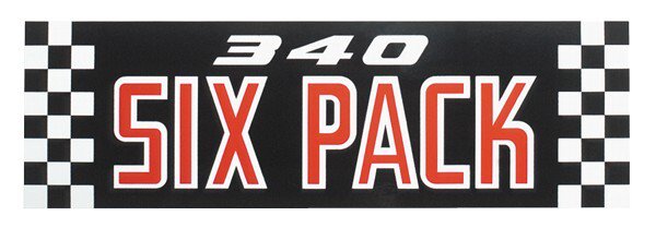 340 Six Pack Air Cleaner Lid Decal For 1970 Dodge Challenger TA 3-7/8 x 12-7/8