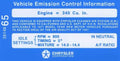 Reproduction Emission Decal For 1971 Dodge Challenger and Plymouth Cuda