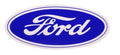 Reproduction Peel and Stick Oval White and Blue Ford Decal 6.5" X 3"