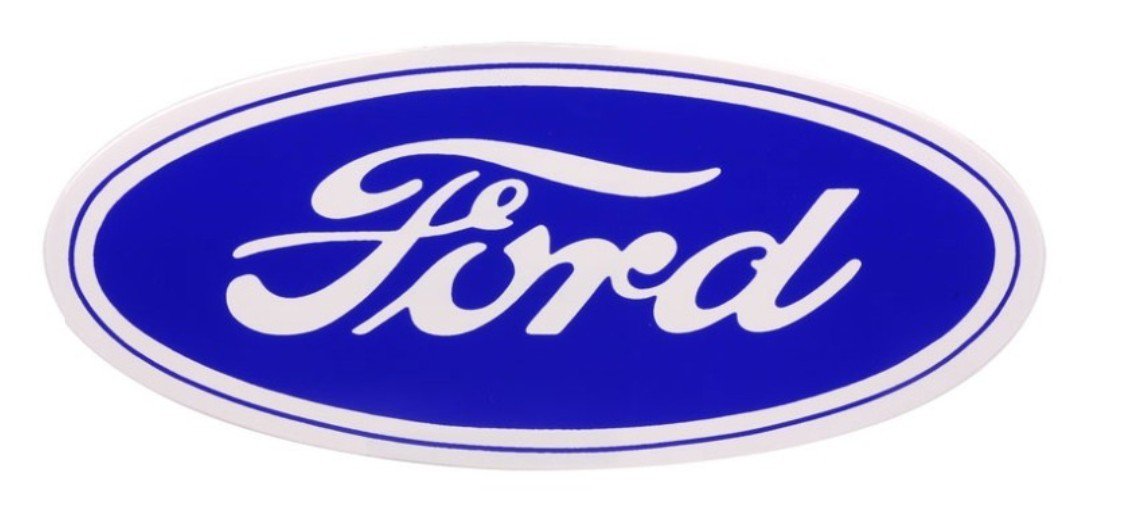 Reproduction Peel and Stick Oval White and Blue Ford Decal 6.5" X 3"