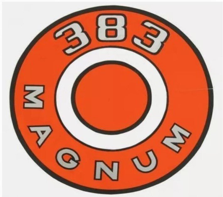 Orange 383 Magnum Air Cleaner Lid Decal For 1970 Challenger and Cuda Models