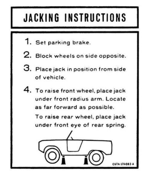 Jack Instruction Decal For 1966-1967 Ford Bronco Ford# C6TA-17A083-A