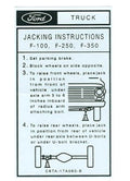 Jack Instruction Decal For 1968-1972 Ford F100 F250 and F350 Pickup Trucks