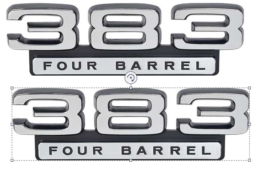 383 Four Barrel Front Fender Emblems Fits 1966-1971 Dodge Plymouth; Pair