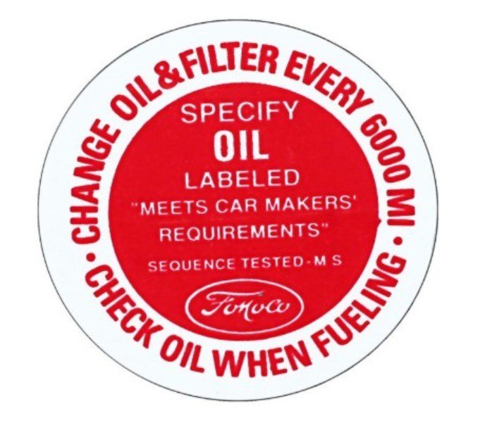 Reproduction Change Oil and Filter Oil Cap Decal For 1964-1967 Ford Mustang