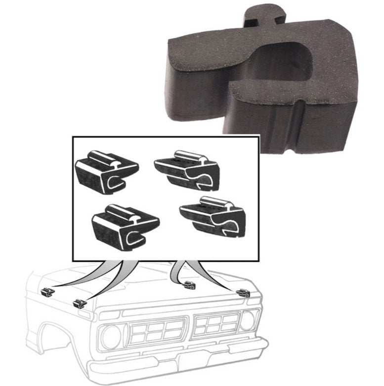 Hood Side Bumper Set For 1976-1979 F100 F150 F250 F350; 4 Piece Set
