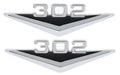 Front Fender Emblem "302" Chrome & Black For 1963-68 Ford Mustang