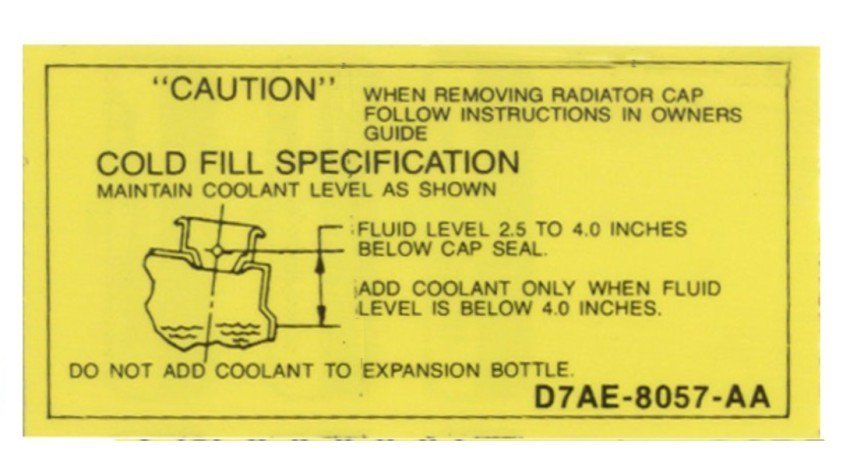 Radiator Coolant Caution Decal For 1977-1986 Ford F150 F250 F350 Trucks