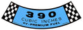 390 CID Air Cleaner Decal For 1962-1971 Mercury Monterey