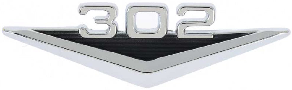 Front Fender Emblem "302" Chrome & Black For 1966-1968 Ford Bronco