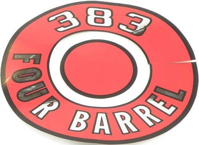 Red 383 Four Barrel Air Cleaner Lid Decal For 1970-1971 Challenger and Cuda
