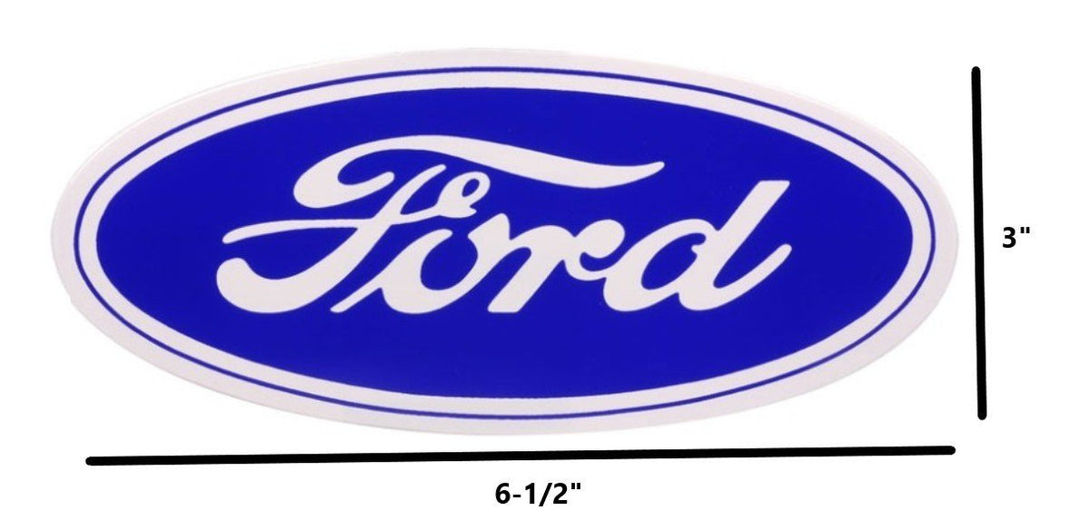 Reproduction Peel and Stick Oval White and Blue Ford Decal 6.5" X 3"