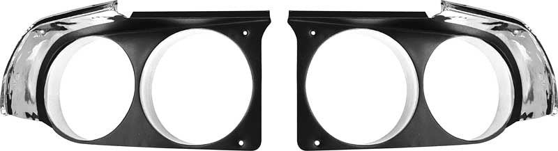 Headlight Bezels Black Pair Fits 1970 Dodge Challenger R/T